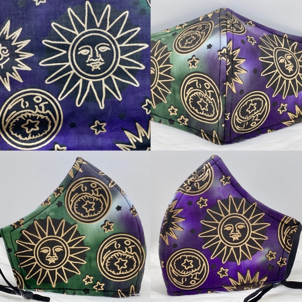 Ancient Sun and Moon designer adult face mask